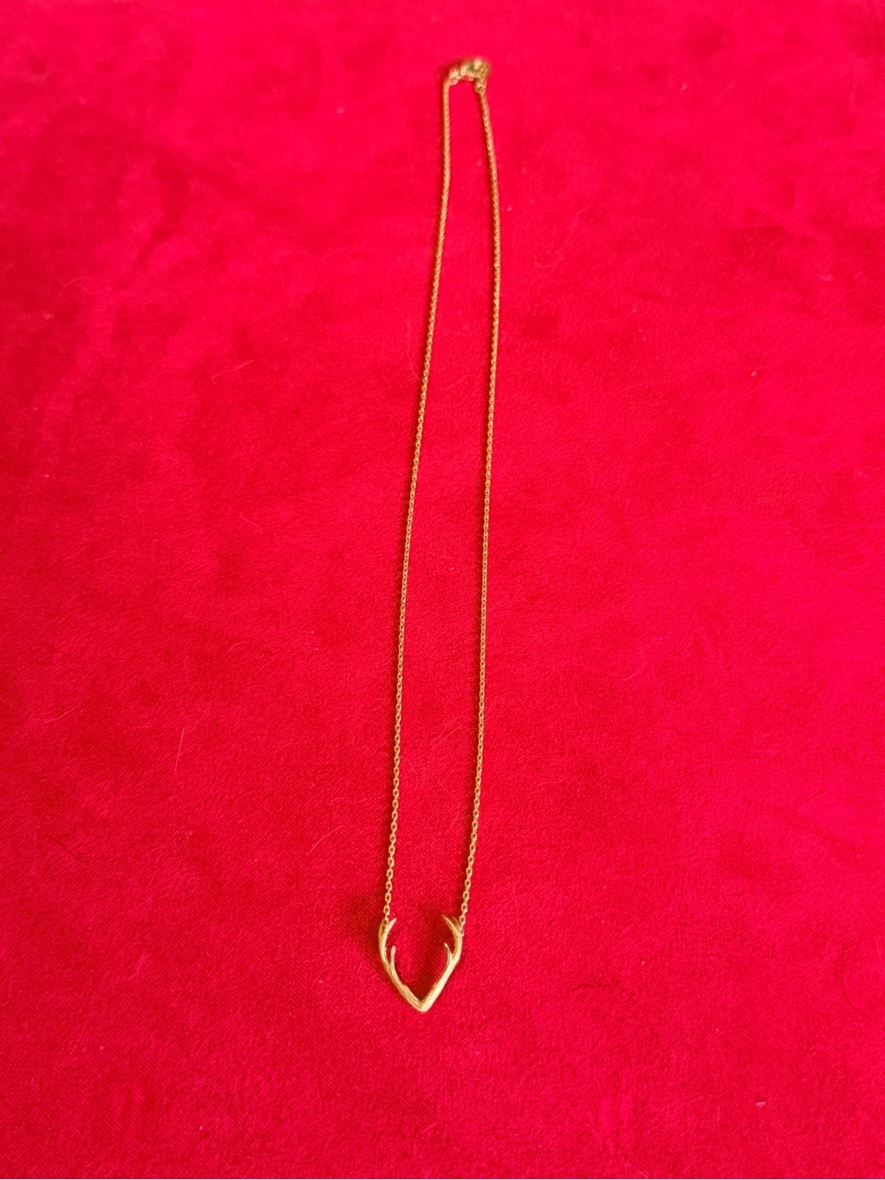 Dainty Delicate Gold-Tone Antler V Pendant Necklace